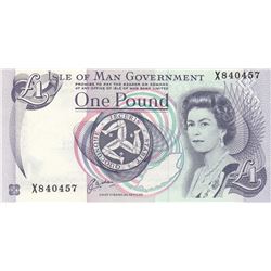 Isle of Man, 1 Pound, 1983, UNC, p40bbr/Queen Elizabeth II portrait, serial number: X 840457, sign: