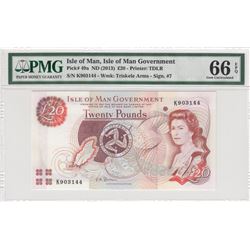 Isle Of Man, 20 Pounds, 2013, UNC, p49abr/PMG 66 EPQ, Queen Elizabeth II portrait, serial number: K