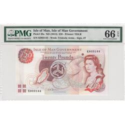 Isle Of Man, 20 Pounds, 2013, UNC, p49abr/PMG 66 EPQ, Queen Elizabeth II portrait, serial number: K 