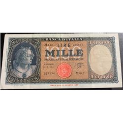 Italy, 1000 Lire, 1961, VF (+), p88dbr/serial number: M442 094534, Portrait of Italia , Signature; C