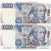 Image 1 : Italy, 10.000 Lire (2), 1984, XF/AUNC, p112b, (Total 2 banknotes)br/serial numbers: CG 032067Y and T