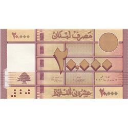 Lebanon, 20.000 Livre, 2012, UNC, p93r, REPLACEMENTbr/serial number: C/99 1124706