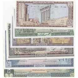 Lebanon, 1 Livre, 5 Livres, 10 Livres, 50 Livres, 100 Livres and 250 Livres, UNC, (Total 6 banknotes