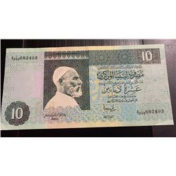 Libya, 10 Dinars, 1991, AUNC, p61bbr/serial number: 4/1/246 682493, Signature; 5