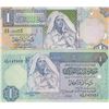 Image 1 : Libya, 1 Dinar (2), 1991/2002, XF, p59a, p64a, (Total 2 banknotes)br/serial numbers: 4 C/20 147953 a