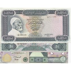 Libya, 10 Dinars (3), 1972/1984/2002, XF / AUNC, p37b, p51, p66, (Total 3 banknotes)br/serial number