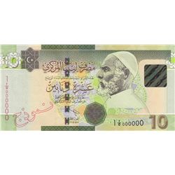 Libya, 10 Dinars, 2011, UNC, p73A, SPECIMENbr/serial number: 1 1/0 0000000