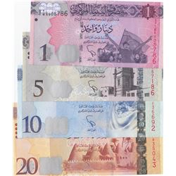 Libya, 1 Dinar, 5 Dinar, 10 Dinar and 20 Dinar, 2013/2016, UNC, p76, p81, p82, p83, (Total 4 banknot