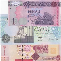 Libya, 1/2 Dinar, 1 Dinar and 5 Dinar, 1991/2013, UNC, (Total 3 banknotes)br/