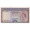 Image 1 : Malaya 100 Dollars, 1953, XF, p5br/Queen Elizabeth II portrait, serial number: A/1 745057