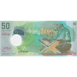 Maldives, 50 Rufiyaa, 2015, UNC, p28br/Polymer, serial number: A954105