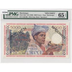 Martinique, 5.000 Francs, 1960, UNC, p36s, SPECIMENbr/PMG 65 EPQ, serial number: 0.00.000