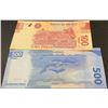 Image 2 : Mexico, 100 Pesos and 500 Pesos, 2015/2017, UNC, p124, pNew (Total 2 adet banknotes)br/serial number
