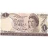Image 1 : New Zealand, 1 Dollar, 1975, UNC, p163cbr/Queen Elizabeth II portrait, serial number: E14 992340