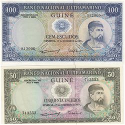 Portuguese Guinea, 50 Escudos and 100 Escudos, 1971, UNC, p44, p45, (Total 2 banknotes)br/serial num