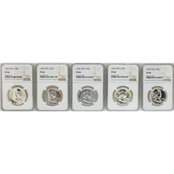 Lot of (5) 1956 Type 2 Proof Franklin Half Dollar Coins NGC PF66