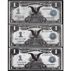 Lot of (3) 1899 $1 Black Eagle Silver Certificate Notes
