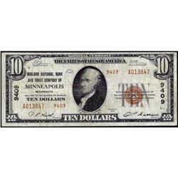 1929 $10 Midland NB of Minneapolis, MN CH# 9409 National Currency Note