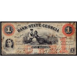 1861 $1 Bank of the State of Georgia Obsolete Note