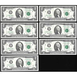 Lot of (7) Consecutive 1995 $2 Federal Reserve STAR Notes Atlanta