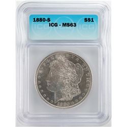 1880-S $1 Morgan Silver Dollar Coin ICG MS63