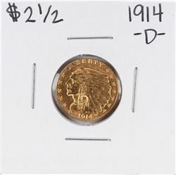 1914-D $2 1/2 Indian Head Quarter Eagle Gold Coin