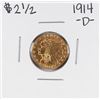 Image 1 : 1914-D $2 1/2 Indian Head Quarter Eagle Gold Coin