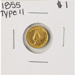 1855 Type II $1 Indian Princess Head Gold Dollar Coin