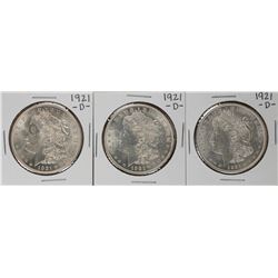 Lot of (3) 1921-D $1 Morgan Silver Dollar Coins