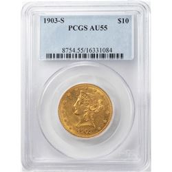 1903-S $10 Liberty Head Eagle Gold Coin PCGS AU55
