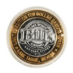 .999 Silver Bills Casino Lake Tahoe, Nevada $10 Limited Edition Gaming Token