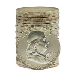 Roll of (20) Brilliant Uncirculated 1958-D Franklin Half Dollar Coins