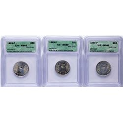 Lot of (3) 1999-P Georgia State Quarter Coins ICG MS65 Struck Slightly Offcenter