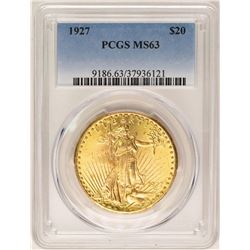 1927 $20 St. Gaudens Double Eagle Gold Coin PCGS MS63