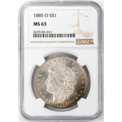 1885-O $1 Morgan Silver Dollar NGC MS63 Nice Toning