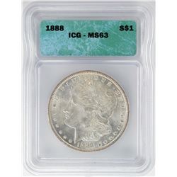 1888 $1 Morgan Silver Dollar Coin ICG MS63