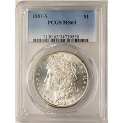 1881-S $1 Morgan Silver Dollar Coin PCGS MS63