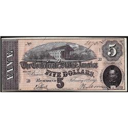1864 $5 Confederate States of America Note