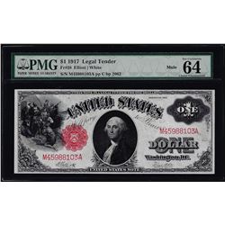 1917 $1 Legal Tender Note Fr.38 PMG Choice Uncirculated 64EPQ Mule