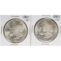 Lot of 1880-S & 1881-S $1 Morgan Silver Dollar Coins