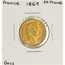 1869 France 20 Francs Napoleon III Gold Coin
