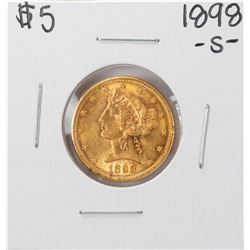 1898-S $5 Liberty Head Half Eagle Gold Coin