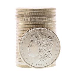 Roll of (20) Brilliant Uncirculated 1921 $1 Morgan Silver Dollar Coins