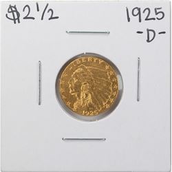1925-D $2 1/2 Indian Head Quarter Eagle Gold Coin