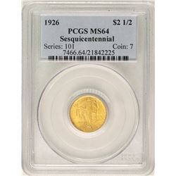 1926 $2 1/2 Sesquicentennial Commemorative Gold Coin PCGS MS64