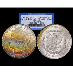 1880/79-CC Rev. of 78 $1 Morgan Silver Dollar Coin GSA NGC MS65 STAR Rainbow Toning