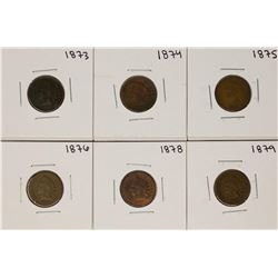 Set of 1873-1879 (No 1877) Indian Head Cent Coins