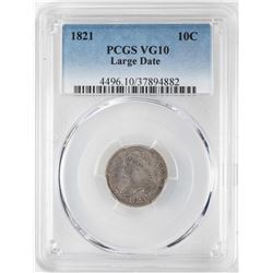 1821 Large Date Capped Bust Dime PCGS VG10