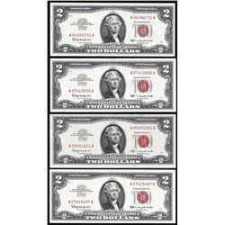 Lot of (4) 1963 $2 Legal Tender Notes