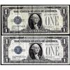 Image 1 : Lot of (2) 1928A $1 Funnyback Silver Certificate Notes